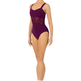 BLOCH L1297 SWEETHEART NECKLINE MESH PANELED WIDE STRAP CAMISOLE LEOTARD