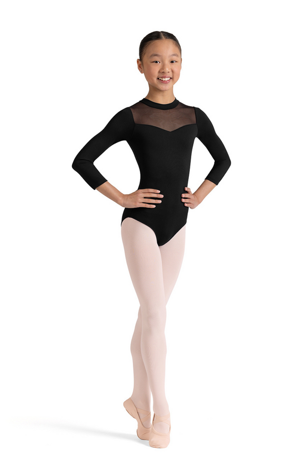 BLOCH CL60002 GIRLS EMBROIDERED 3/4 SLEEVE LEOTARD