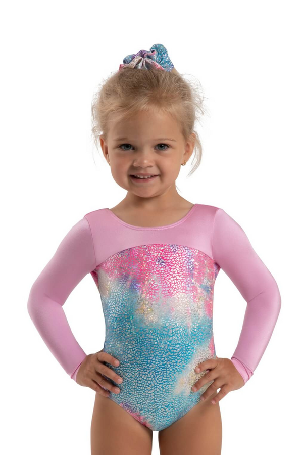 CAPEZIO12305C GIRLS UNICORN DISCO LIGHTWAVE LONG SLEEVE LEOTARD