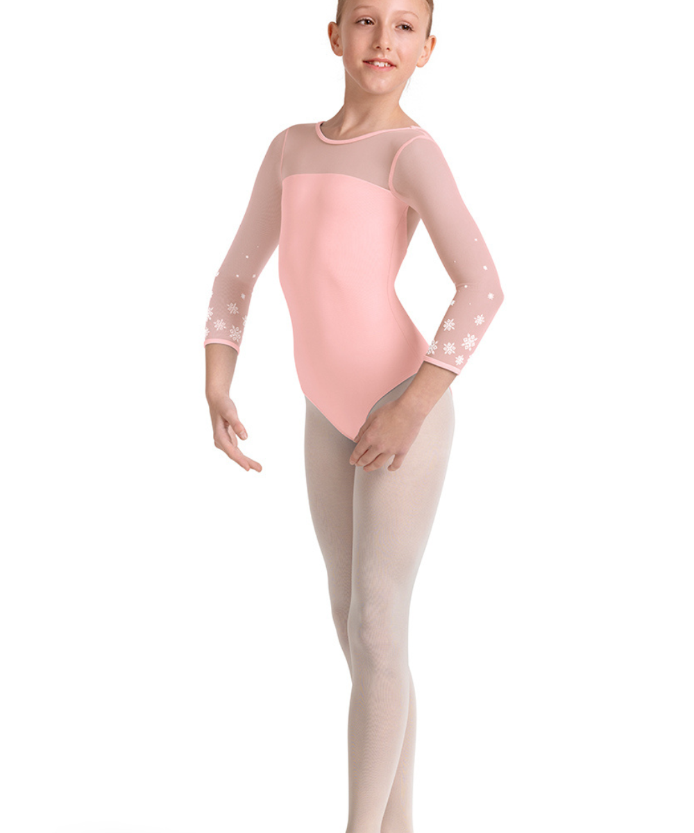 M60002C GIRLS MESH 3/4 SLEEVE LEOTARD-MIRELLA