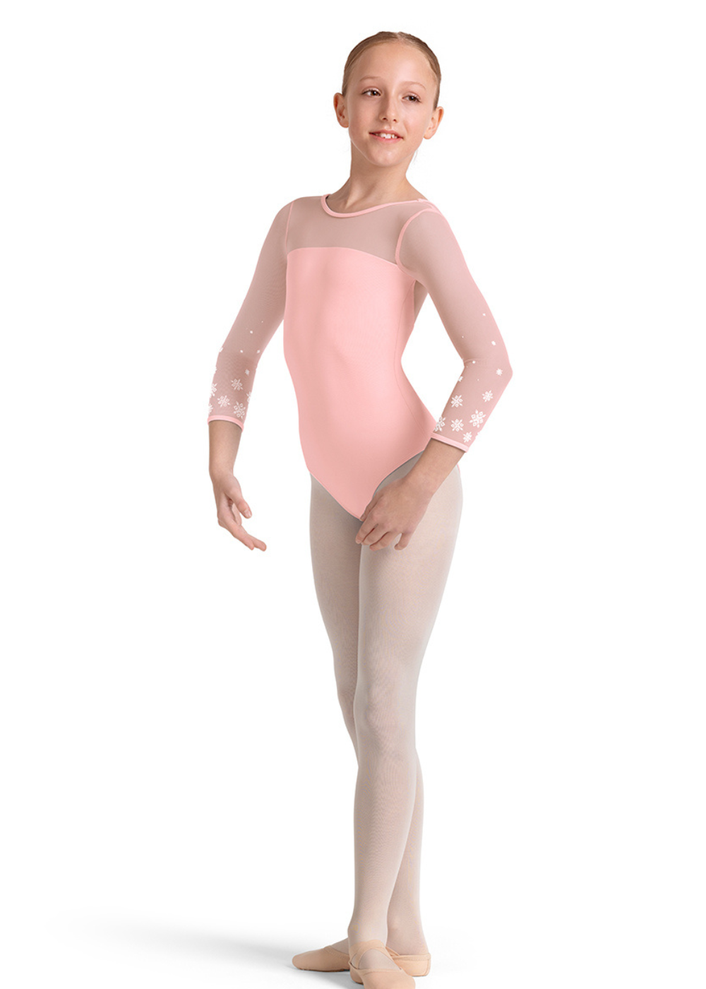 M60002C GIRLS MESH 3/4 SLEEVE LEOTARD-MIRELLA