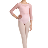 M746C GIRLS 3/4 SLEEVE MESH TOP-MIRELLA