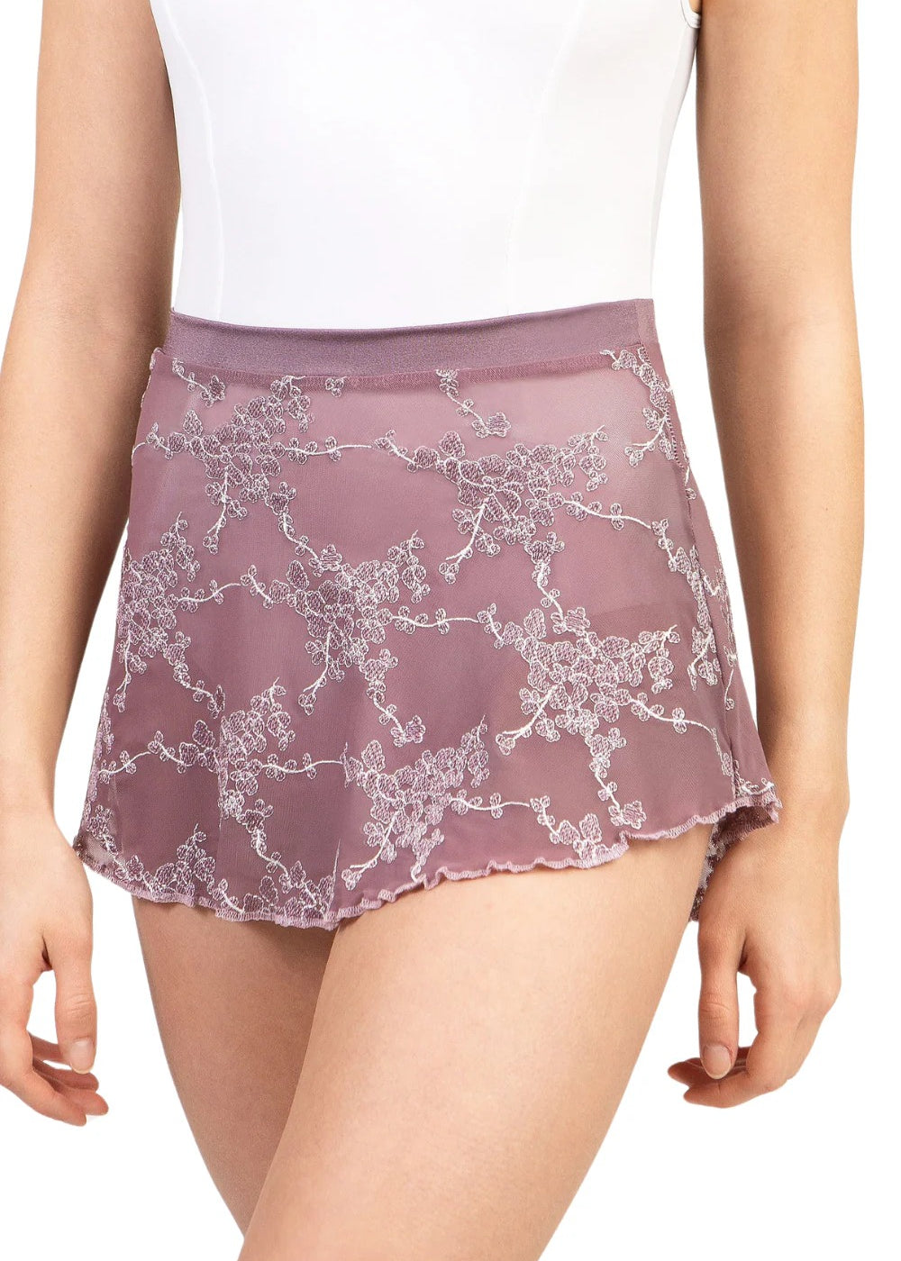 SUFFOLK 1017A WOMEN SOIREE PULL-ON HIGH LOW MESH SKIRT
