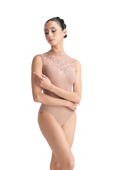 BALLET ROSA PARIS WOMEN CORDED EMBROIDERY HIGH NECK LEOTARD