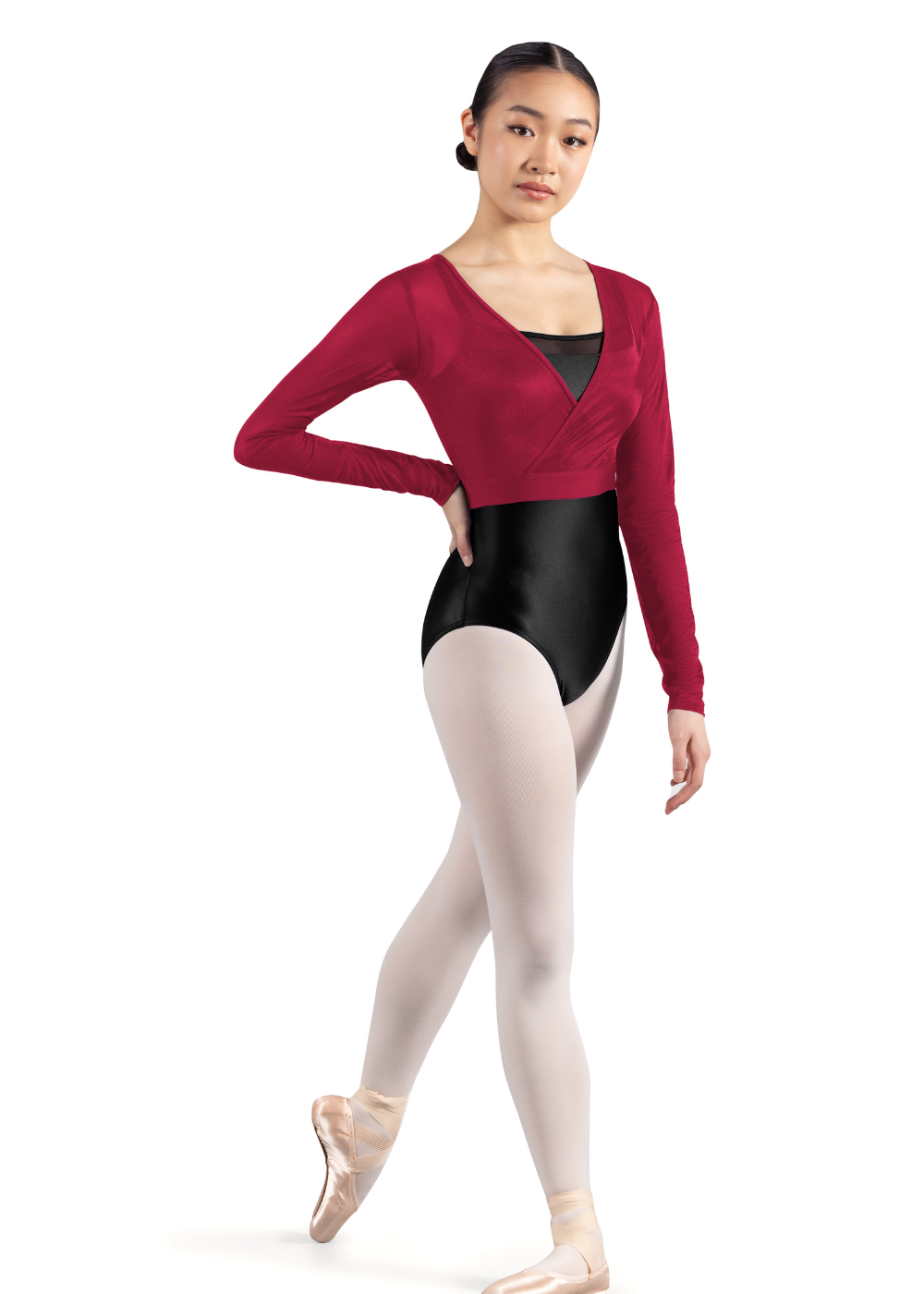 M7063L WOMEN MESH WRAP TOP-MIRELLA