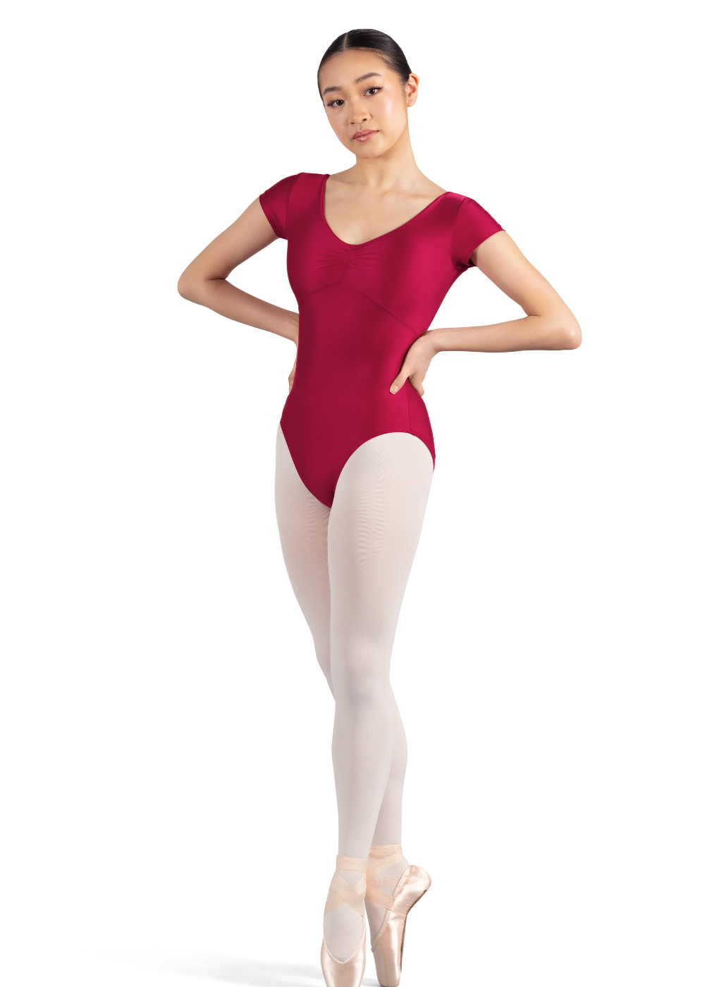 M3117LM WOMEN V-NECK CAP SLEEVE LEOTARD-MIRELLA