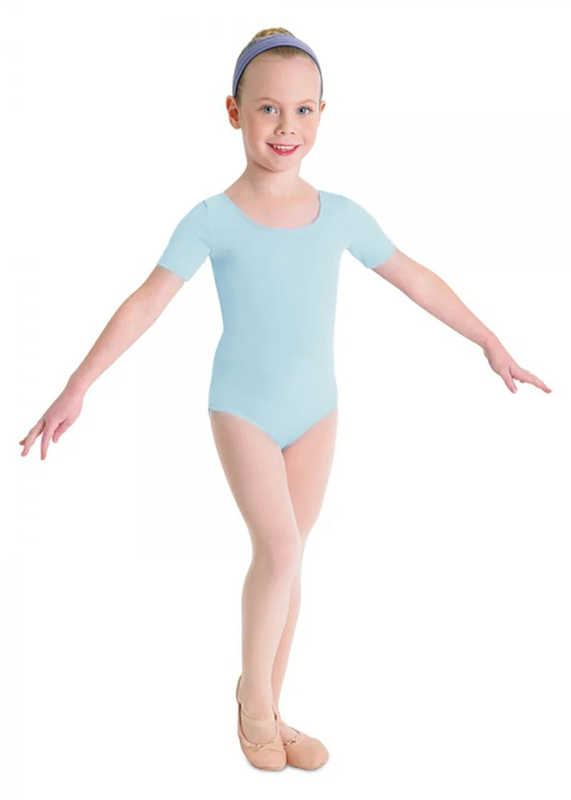 BLOCH  GIRLS SHORT SLEEVE ROUND NECK LEOTARD