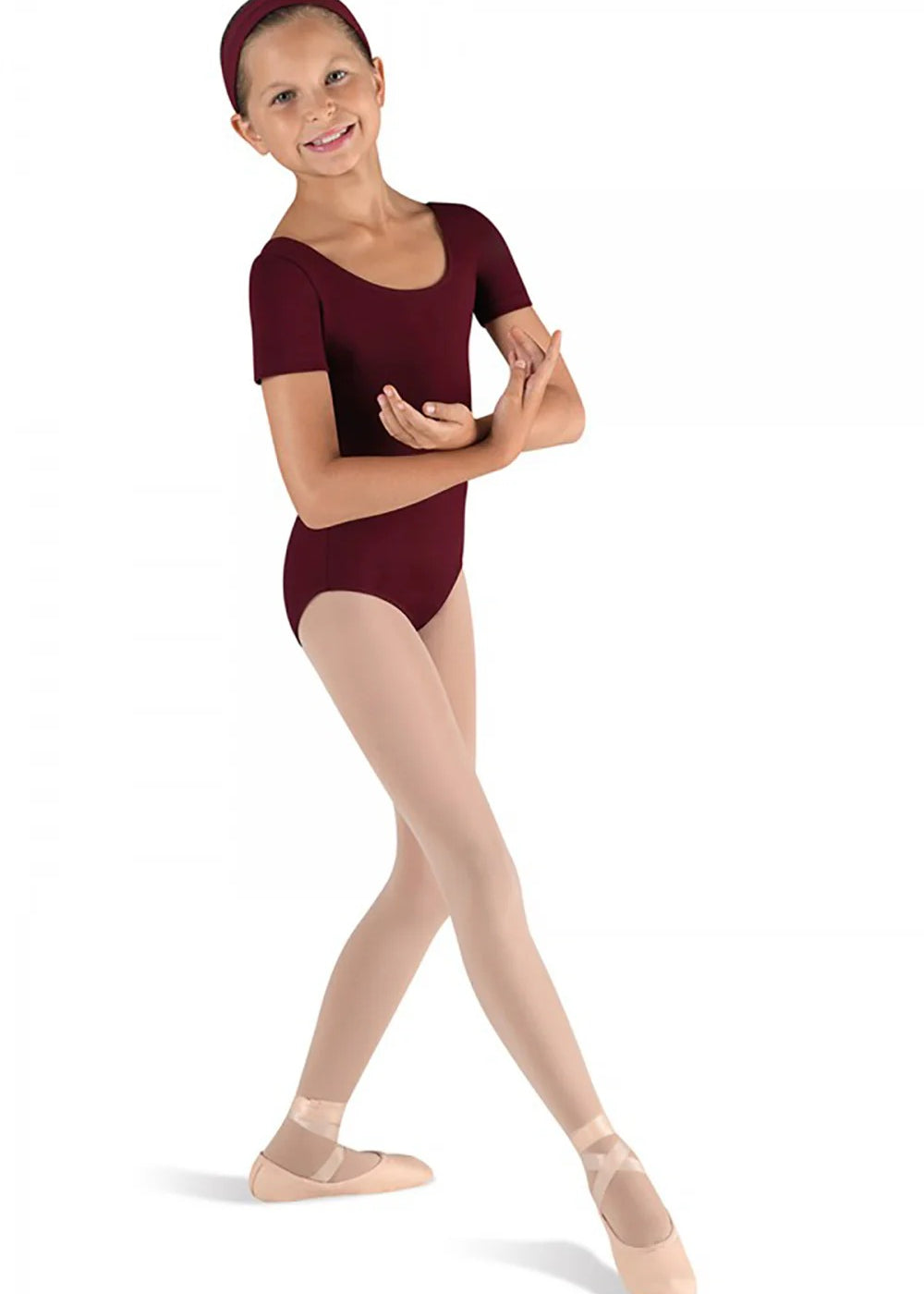 BLOCH  GIRLS SHORT SLEEVE ROUND NECK LEOTARD