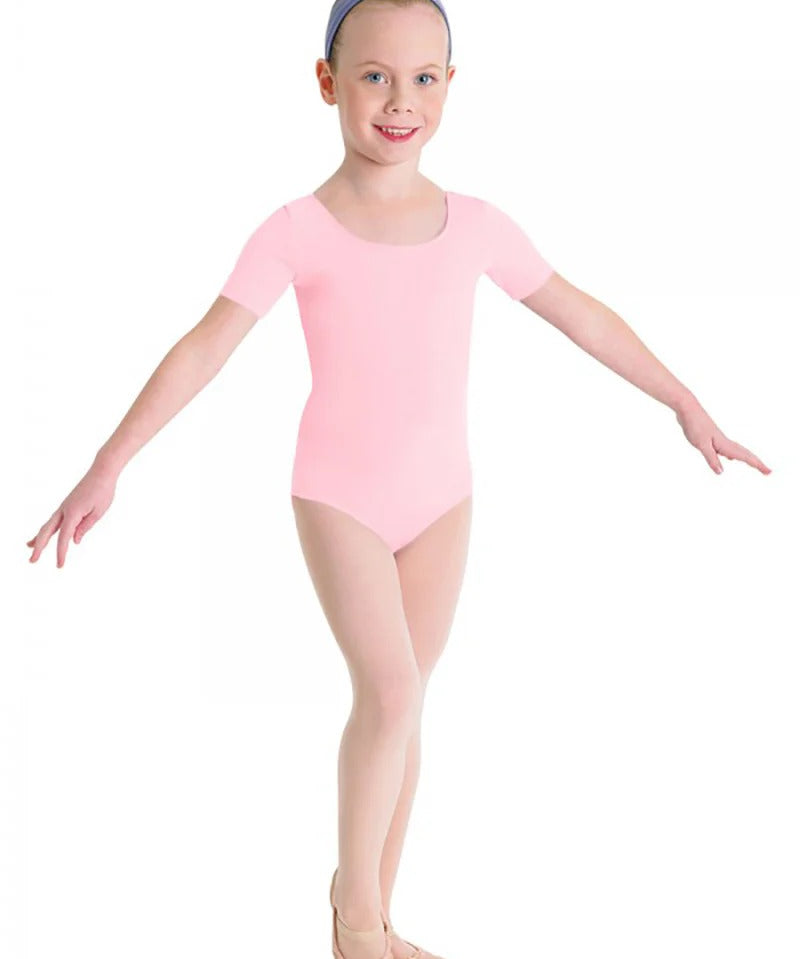 BLOCH  GIRLS SHORT SLEEVE ROUND NECK LEOTARD