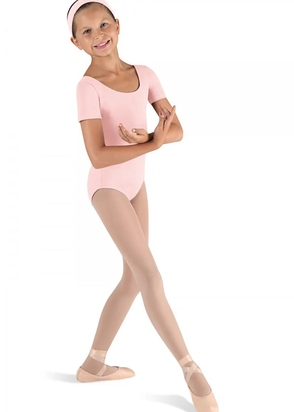 BLOCH  GIRLS SHORT SLEEVE ROUND NECK LEOTARD