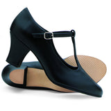 DANSHUZ 8518 ADULT BLACK BROADWAY T-STRAP CHARACTER SHOE