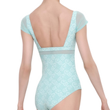 WEAR MOI ACANTE WOMEN SQUARE NECKLINE SHORT SLEEVE LEOTARD