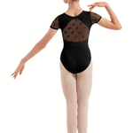 BLOCH CL20013 GIRLS FLORAL CAP SLEEVE LEOTARD - The Dance Shoppe