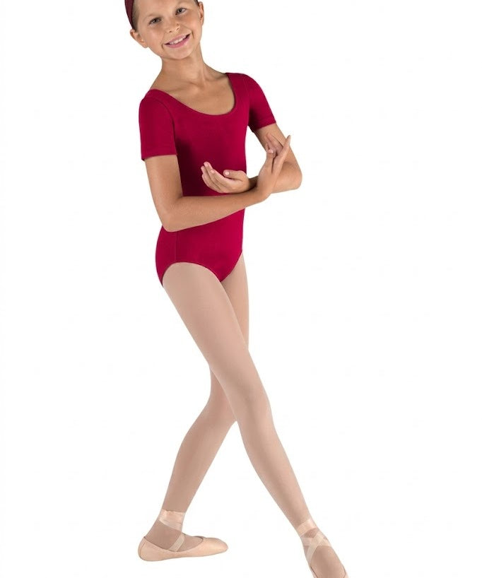 BLOCH  GIRLS SHORT SLEEVE ROUND NECK LEOTARD