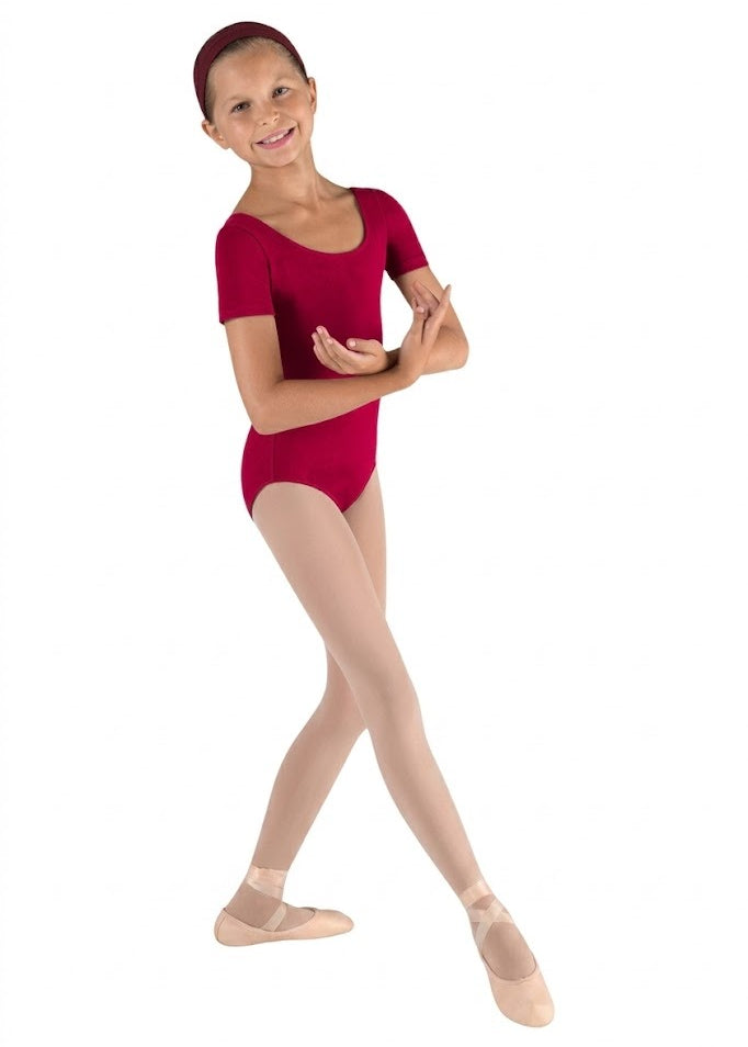BLOCH  GIRLS SHORT SLEEVE ROUND NECK LEOTARD