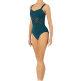 BLOCH L1297 SWEETHEART NECKLINE MESH PANELED WIDE STRAP CAMISOLE LEOTARD