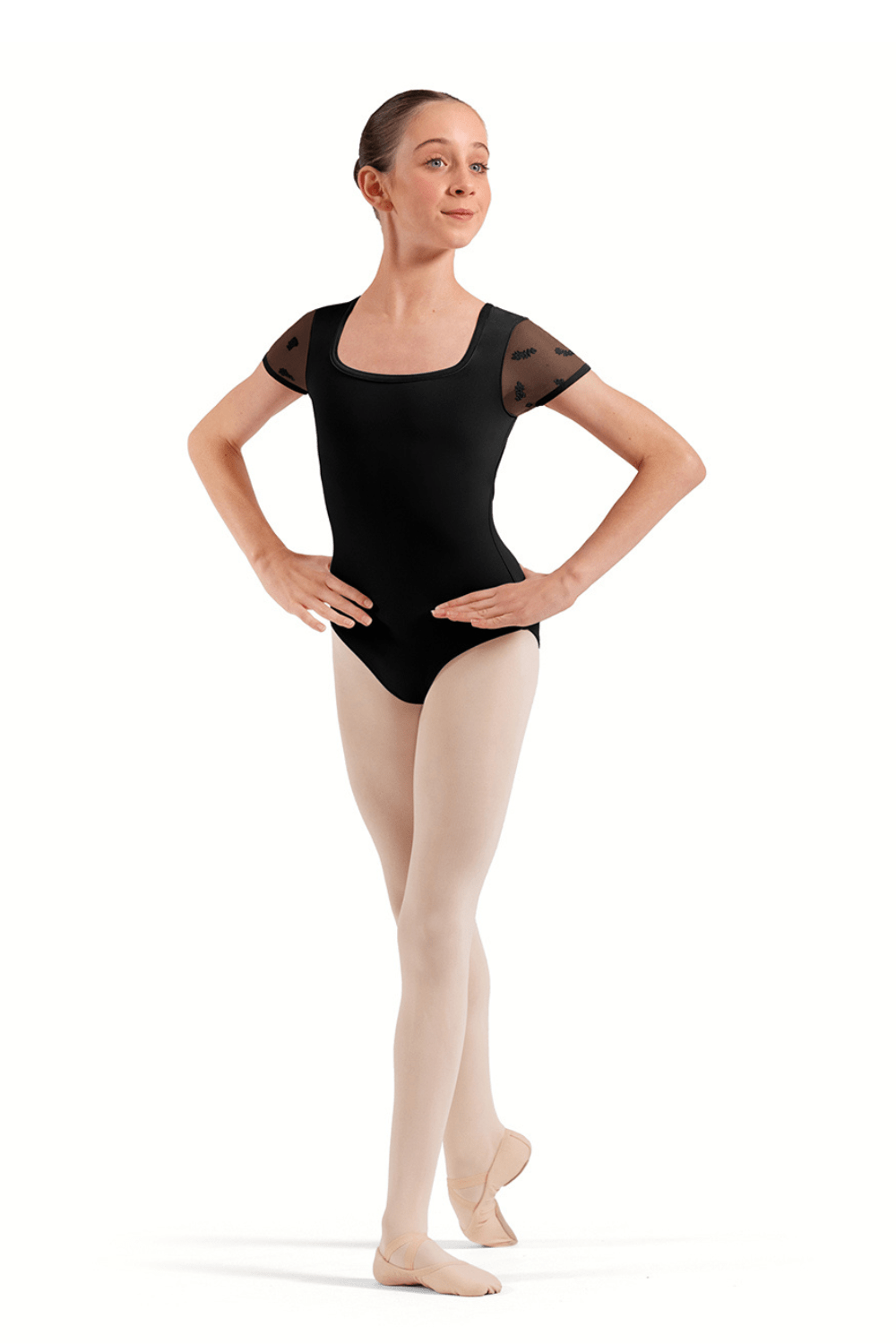 BLOCH CL20013 GIRLS FLORAL CAP SLEEVE LEOTARD - The Dance Shoppe