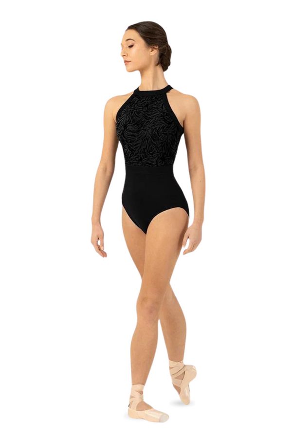 BLOCH L1085 WOMEN KAYLA MESH BODICE OPEN HALTER LEOTARD