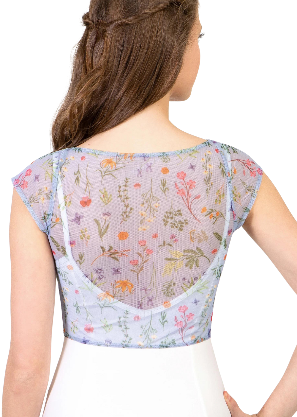 SO DANCA-4017A WOMEN GARDEN MESH CAP SLEEVE TOP
