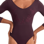 MIRELLA M60003LM WOMEN V-NECK 3/4 SLEEVE LEOTARD - The Dance Shoppe