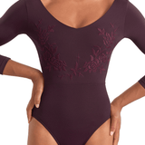 MIRELLA M60003LM WOMEN V-NECK 3/4 SLEEVE LEOTARD - The Dance Shoppe