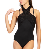 SUFFOLK 2682A WOMEN DAISY CHAIN WRAP FRONT HALTER LEOTARD