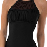 BLOCH L4167B WOMEN RAY HIGH NECKLINE MESH DETAIL OPEN BACK HALTER LEOTARD