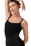 BLOCH L70001 WOMEN CORSET EMBROIDERED CAMISOLE LEOTARD