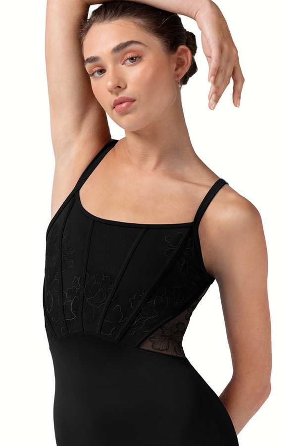 BLOCH L70001 WOMEN CORSET EMBROIDERED CAMISOLE LEOTARD