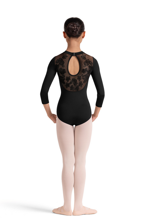 BLOCH CL60002 GIRLS EMBROIDERED 3/4 SLEEVE LEOTARD