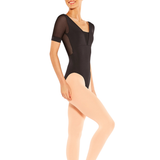 EUROTARD-41421 LADIES SILHOUETTE MESH V FRONT CAP SLEEVE LEOTARD