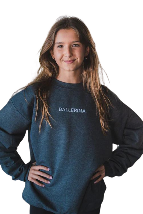 COVET DANCE BLRN-EMB YOUTH BALLERINA EMBROIDERED SWEATSHIRT