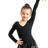 CAPEZIO 11724C GIRLS COLLECTION V-FRONT NECKLINE LONG SLEEVE DRESS