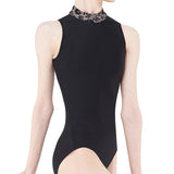 WEAR MOI OPALE WOMEN HIGH NECK TWO-MATERIAL TANK LEOTARD