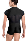 WEAR MOI ROMEO MEN'S FRONT ZIP MESH SLEEVES BIKETARD