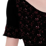WEAR MOI ROSEA WOMEN COMFORTABLE EMBROIDERED WOOL SHORT SLEEVE CROP TOP