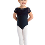 DANSHUZ 21113C CLARA GIRLS LOW V-BACK CAP SLEEVE LEOTARD