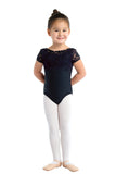 DANSHUZ 21113C CLARA GIRLS LOW V-BACK CAP SLEEVE LEOTARD