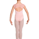 MIRELLA M1525C GIRLS SWEETHEART NECKLINE VELVET BODICE OPEN BACK CAP SLEEVE LEOTARD