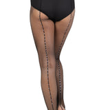 BODY WRAPPERS A64 LADIES TOTAL STRETCH RHINESTONE BACK SEAMS REGULAR FISHNET FOOTED TIGHTS