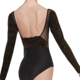 WEAR MOI BORGIA WOMEN V-NECK EMBELLISHED LACE LONG SLEEVE LEOTARD