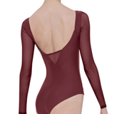 WEAR MOI LAVANDE WOMEN SHEER STRETCH TULLE MICROFIBER LONG SLEEVE LEOTARD