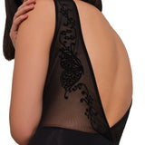 NIKOLAY JULIE FLOCKED MESH BUTTERFLY TANK LEOTARD