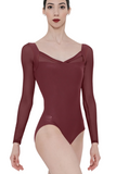 WEAR MOI LAVANDE WOMEN SHEER STRETCH TULLE MICROFIBER LONG SLEEVE LEOTARD