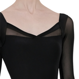 WEAR MOI LAVANDE WOMEN SHEER STRETCH TULLE MICROFIBER LONG SLEEVE LEOTARD