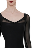 WEAR MOI LAVANDE WOMEN SHEER STRETCH TULLE MICROFIBER LONG SLEEVE LEOTARD