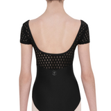 WEAR MOI HIBISCUS WOMEN MICROFIBER OPENWORK YOKES CAP SLEEVE LEOTARD