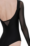 WEAR MOI LAVANDE WOMEN SHEER STRETCH TULLE MICROFIBER LONG SLEEVE LEOTARD