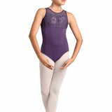 DANSHUZ 19110C GIRLS MARCELLA SCALLOPED LACE FRONT OVERLAY TANK LEOTARD