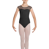 M1525C  GIRLS SWEETHEART NECKLINE VELVET BODICE OPEN BACK CAP SLEEVE LEOTARD-MIRELLA